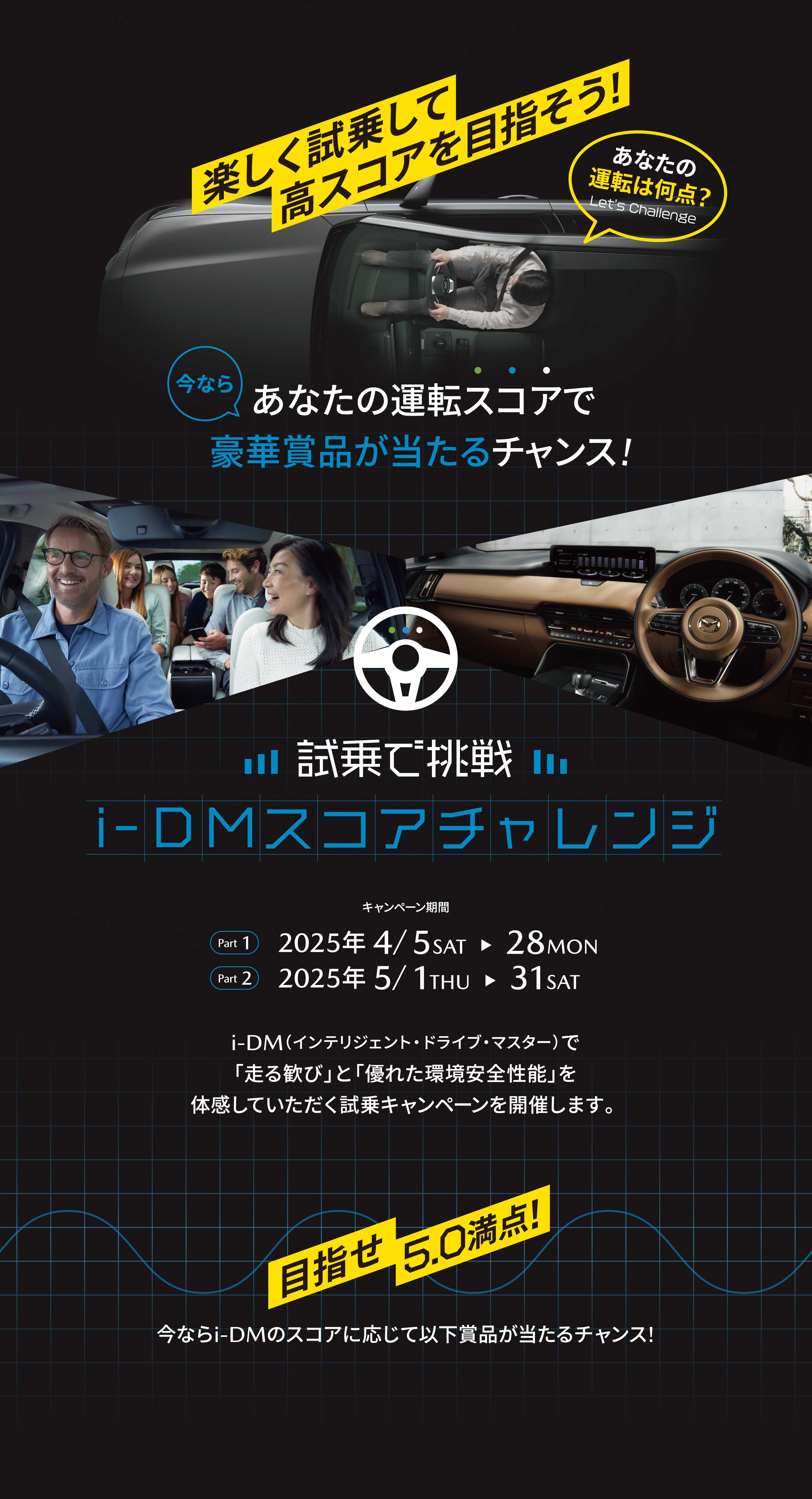 楽しく試乗して高スコアを目指そう!今ならあなたの運転スコアで豪華賞品が当たるチャンス!