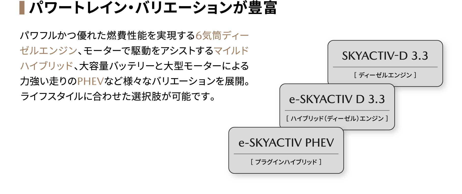 パワートレイン・バリエーションが豊富