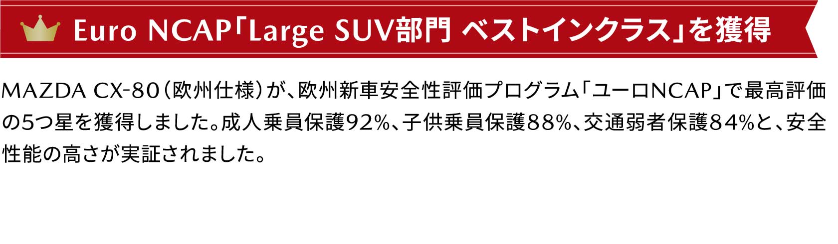 Euro NCAP「Large SUV部門 ベストインクラス」を獲得