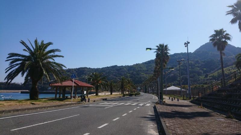 海外のような海岸沿い。