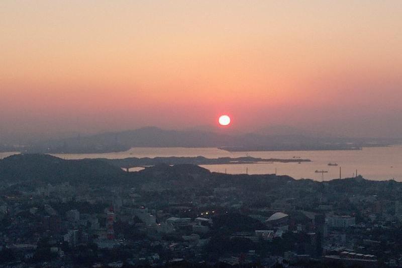 火の山からの夕日